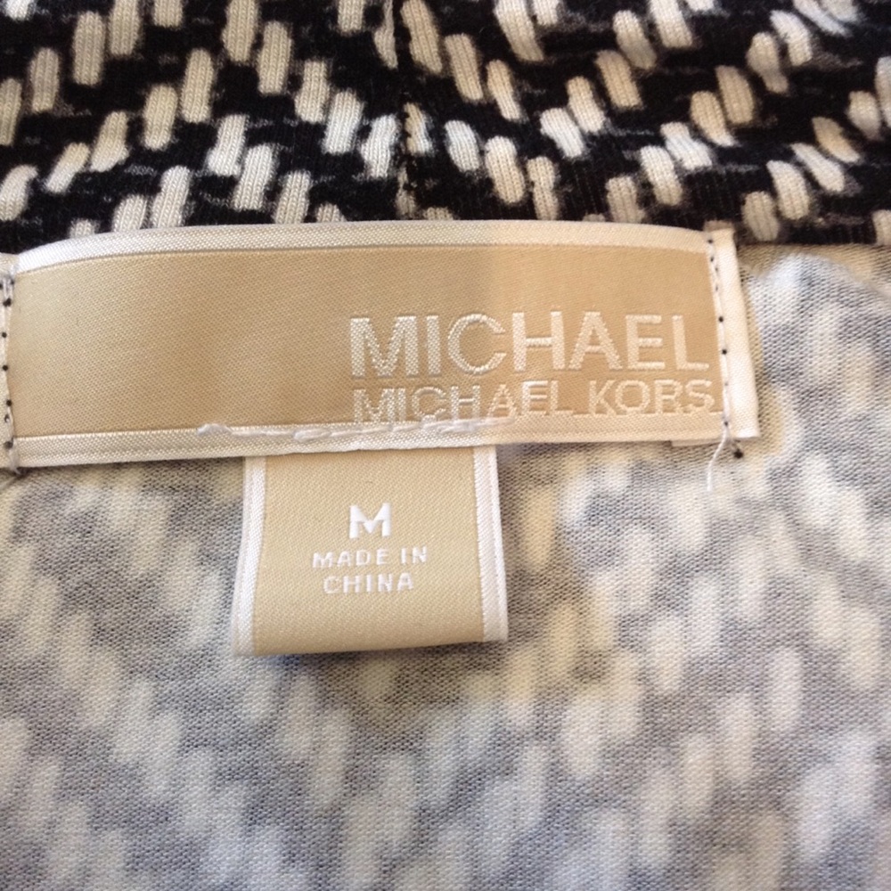 Michael Michael Kors Top Cowl Neck Black Chevron Long Sleeve Stretch Size Medium - Picture 7 of 8